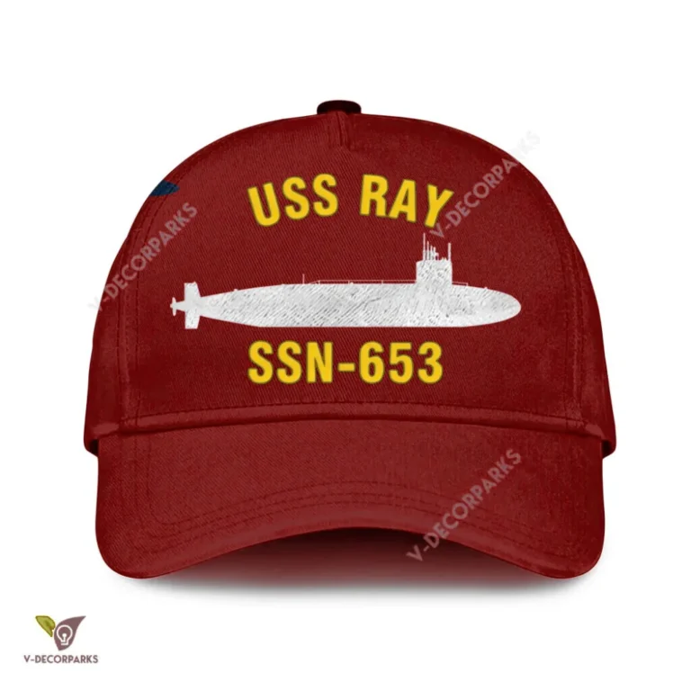 Uss Ray Ssn-653 V2 Classic Baseball Cap Gift For Navy Veteran, Custom Print/embroidered Us Navy Ships Classic Cap