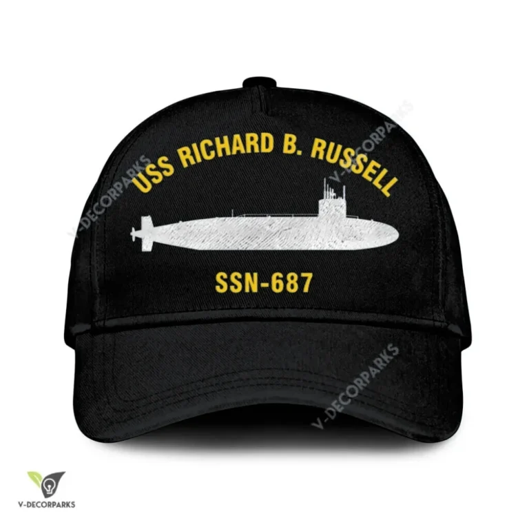 Uss Richard B. Russell Ssn-687 Classic Baseball Cap Gift For Navy Veteran, Custom Print/embroidered Us Navy Ships Classic Cap