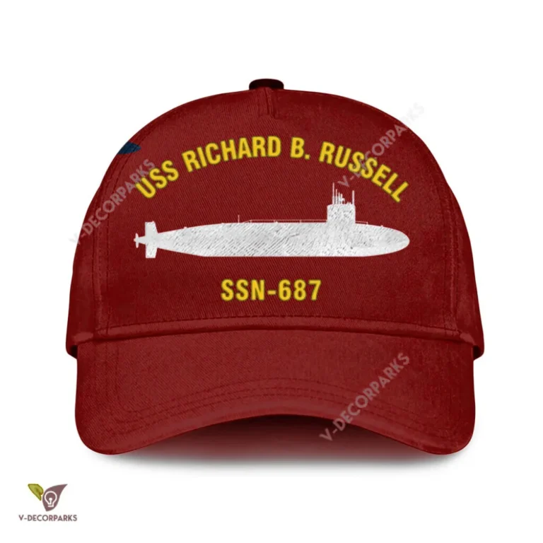 Uss Richard B. Russell Ssn-687 Classic Baseball Cap Gift For Navy Veteran, Custom Print/embroidered Us Navy Ships Classic Cap