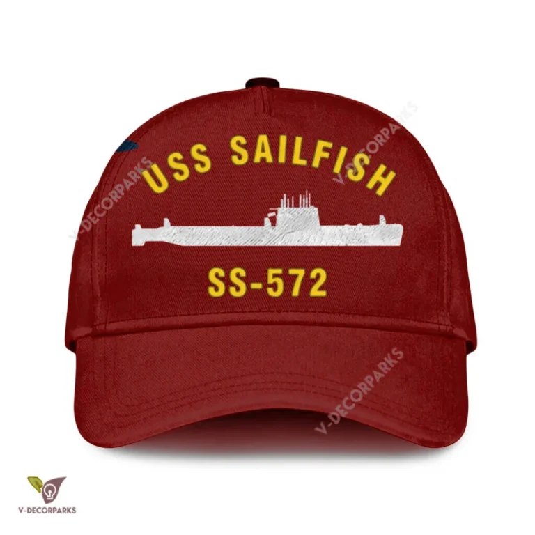 Uss Sailfish Ss 572 Classic Baseball Cap Gift For Navy Veteran, Custom Print/embroidered Us Navy Ships Classic Cap