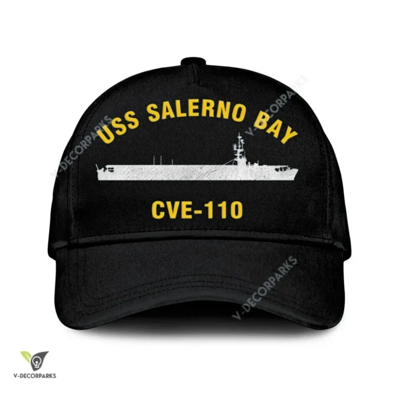 Uss Salerno Bay Cve-110 Classic Baseball Cap Gift For Navy Veteran, Custom Print/embroidered Us Navy Ships Classic Cap