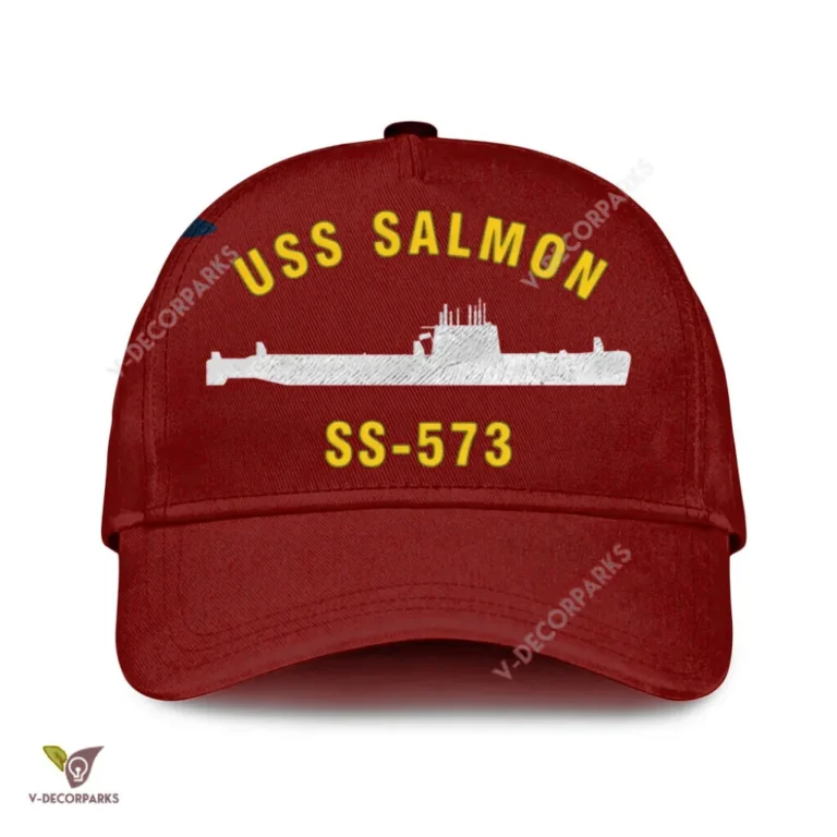 Uss Salmon Ss-573 Classic Baseball Cap Gift For Navy Veteran, Custom Print/embroidered Us Navy Ships Classic Cap