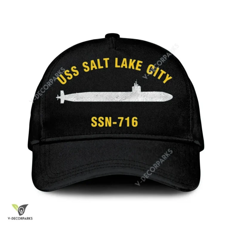 Uss Salt Lake City Ssn-716 Classic Baseball Cap Gift For Navy Veteran, Custom Print/embroidered Us Navy Ships Classic Cap
