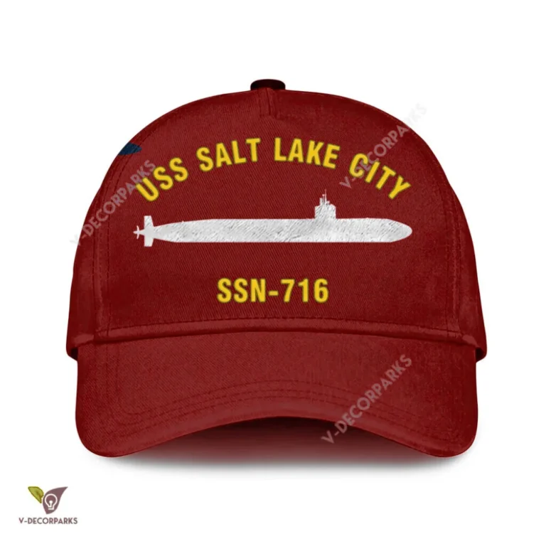 Uss Salt Lake City Ssn-716 Classic Baseball Cap Gift For Navy Veteran, Custom Print/embroidered Us Navy Ships Classic Cap