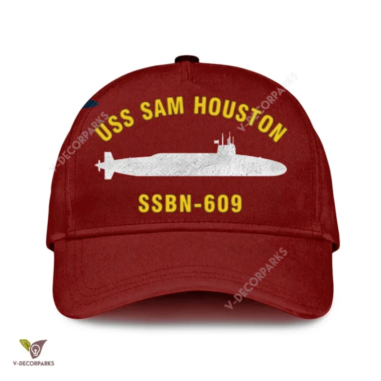 Uss Sam Houston Ssbn-609 Classic Baseball Cap Gift For Navy Veteran, Custom Print/embroidered Us Navy Ships Classic Cap