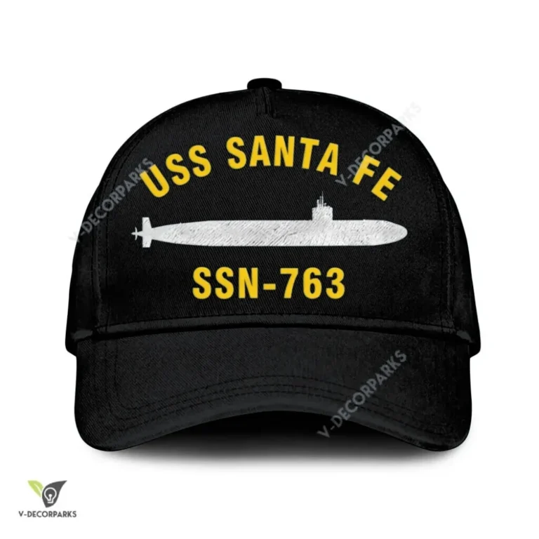 Uss Santa Fe Ssn 763 Classic Baseball Cap Gift For Navy Veteran, Custom Print/embroidered Us Navy Ships Classic Cap