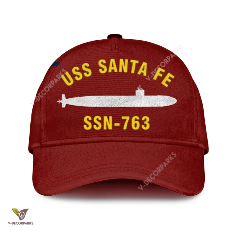 Uss Santa Fe Ssn 763 Classic Baseball Cap Gift For Navy Veteran, Custom Print/embroidered Us Navy Ships Classic Cap