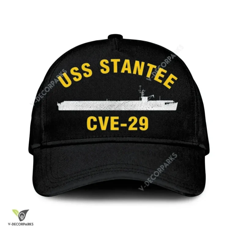 Uss Santee Cve-29 Classic Baseball Cap Gift For Navy Veteran, Custom Print/embroidered Us Navy Ships Classic Cap
