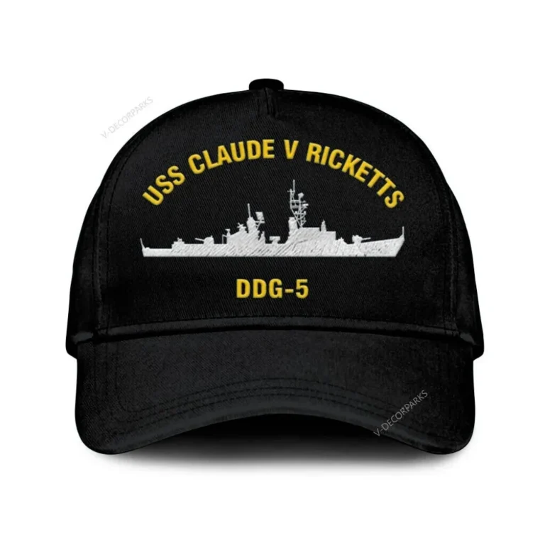 Uss Claude V Ricketts Ddg-5 Classic Cap, Custom Print/embroidered Us Navy Ships Classic Baseball Cap, Gift For Navy Veteran