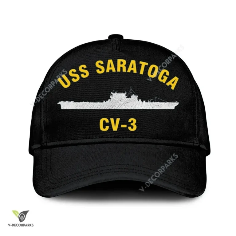 Uss Saratoga Cv-3 Classic Baseball Cap Gift For Navy Veteran, Custom Print/embroidered Us Navy Ships Classic Cap