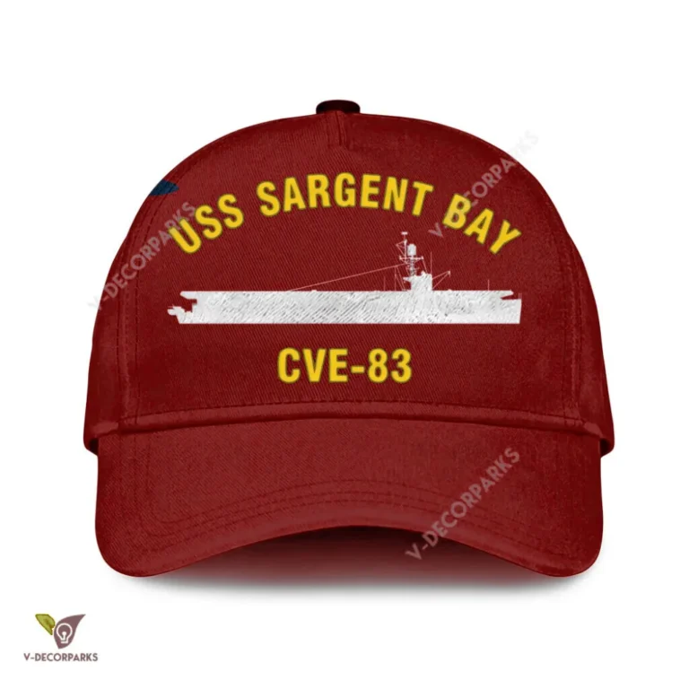 Uss Sargent Bay Cve-83 Classic Baseball Cap Gift For Navy Veteran, Custom Print/embroidered Us Navy Ships Classic Cap