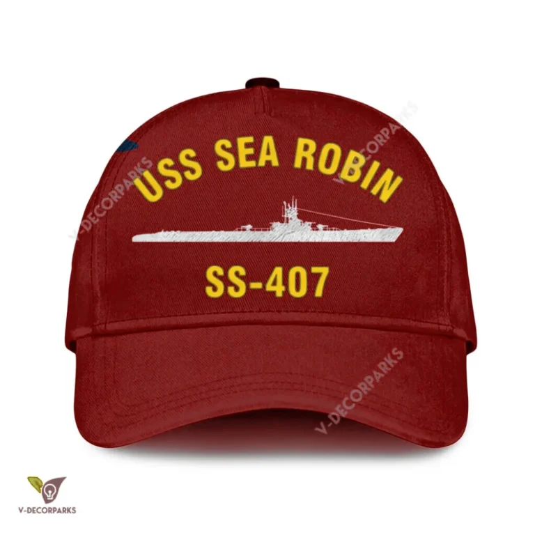 Uss Sea Robin Ss 407 Classic Baseball Cap Gift For Navy Veteran, Custom Print/embroidered Us Navy Ships Classic Cap