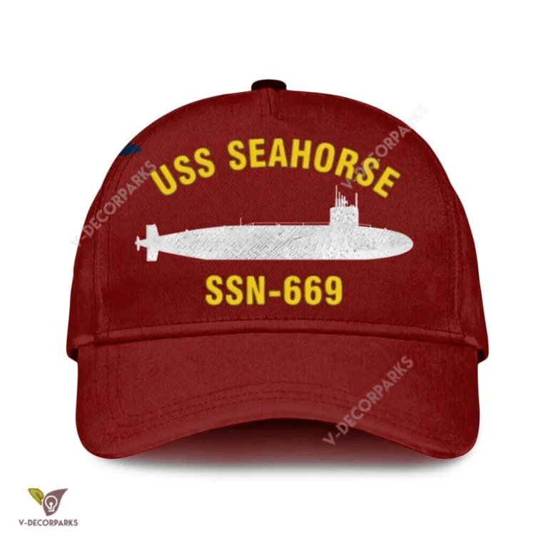 Uss Seahorse Ssn-669 Classic Baseball Cap Gift For Navy Veteran, Custom Print/embroidered Us Navy Ships Classic Cap