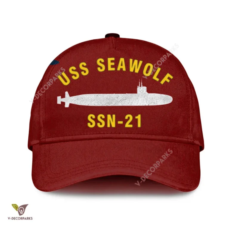 Uss Seawolf Ssn-21 Classic Baseball Cap Gift For Navy Veteran, Custom Print/embroidered Us Navy Ships Classic Cap