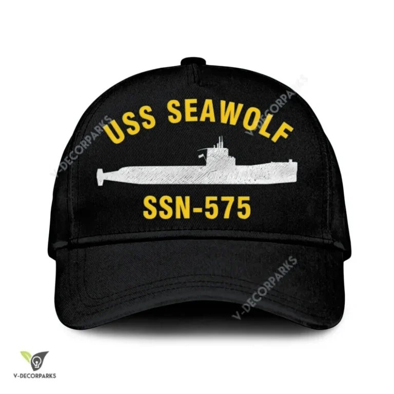 Uss Seawolf Ssn-575 Classic Baseball Cap Gift For Navy Veteran, Custom Print/embroidered Us Navy Ships Classic Cap