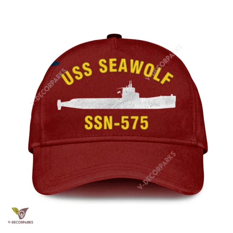 Uss Seawolf Ssn-575 Classic Baseball Cap Gift For Navy Veteran, Custom Print/embroidered Us Navy Ships Classic Cap
