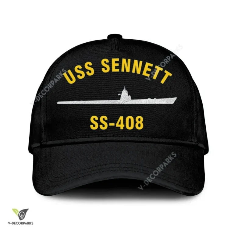 Uss Sennett Ss-408 Classic Baseball Cap Gift For Navy Veteran, Custom Print/embroidered Us Navy Ships Classic Cap