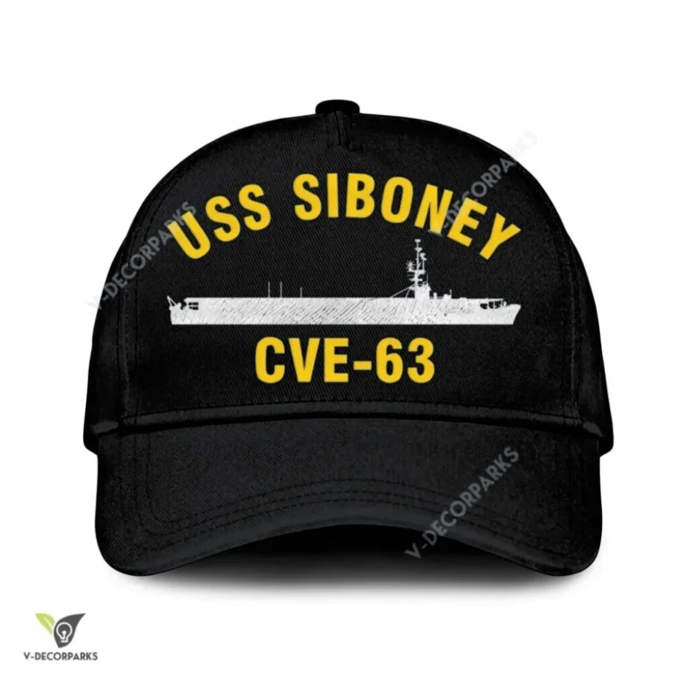 Uss Siboney Cve-112 Classic Baseball Cap Gift For Navy Veteran, Custom Print/embroidered Us Navy Ships Classic Cap