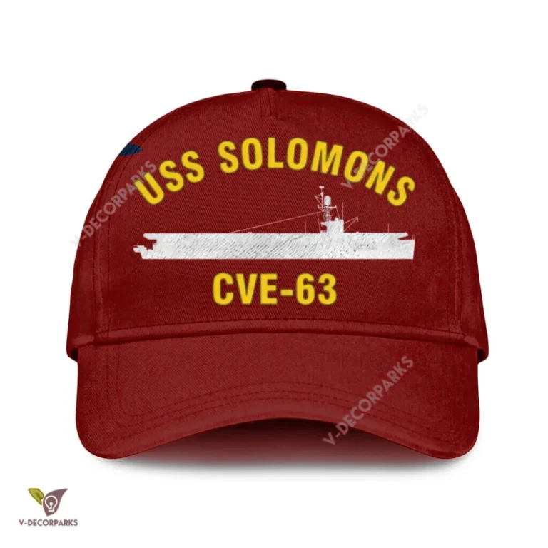 Uss Solomons Cve-67 Classic Baseball Cap Gift For Navy Veteran, Custom Print/embroidered Us Navy Ships Classic Cap