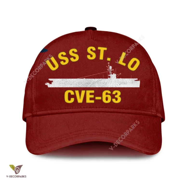 Uss St. Lo Cve-63 Classic Baseball Cap Gift For Navy Veteran, Custom Print/embroidered Us Navy Ships Classic Cap