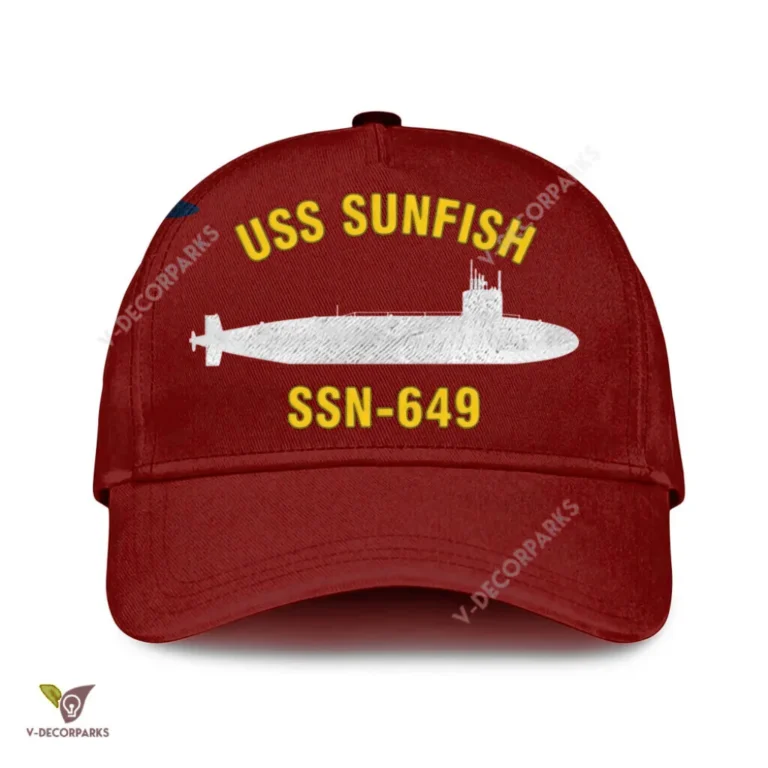 Uss Sunfish Ssn-649 Classic Baseball Cap Gift For Navy Veteran, Custom Print/embroidered Us Navy Ships Classic Cap