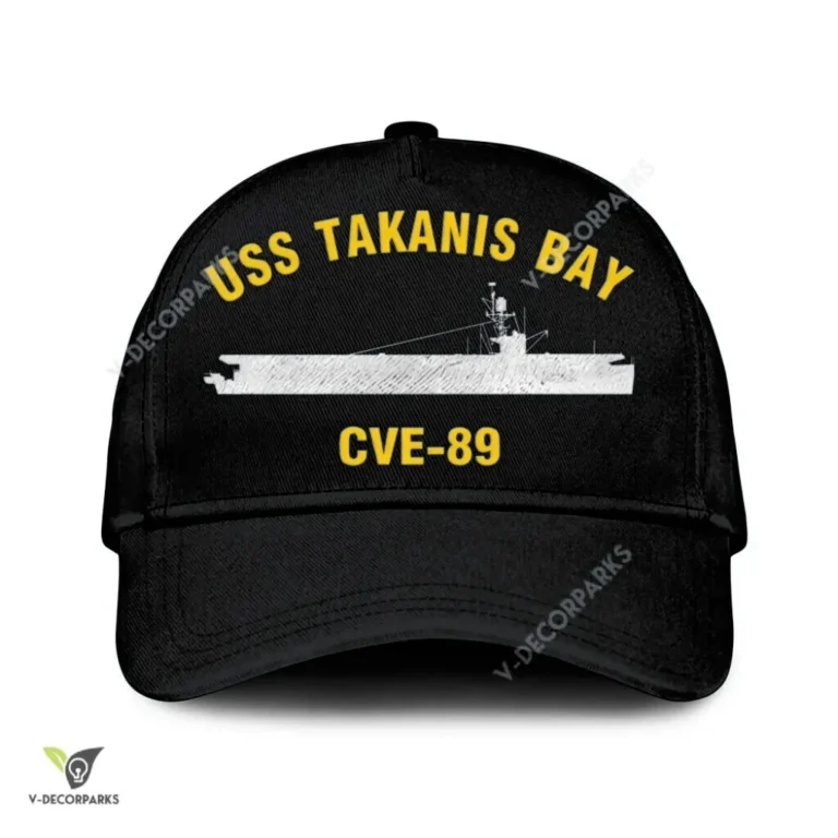 Uss Takanis Bay Cve-89 Classic Baseball Cap Gift For Navy Veteran, Custom Print/embroidered Us Navy Ships Classic Cap