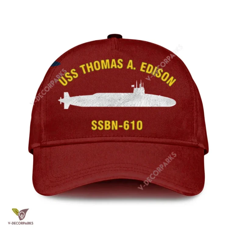 Uss Thomas A. Edison Ssbn-610 Classic Baseball Cap Gift For Navy Veteran, Custom Print/embroidered Us Navy Ships Classic Cap