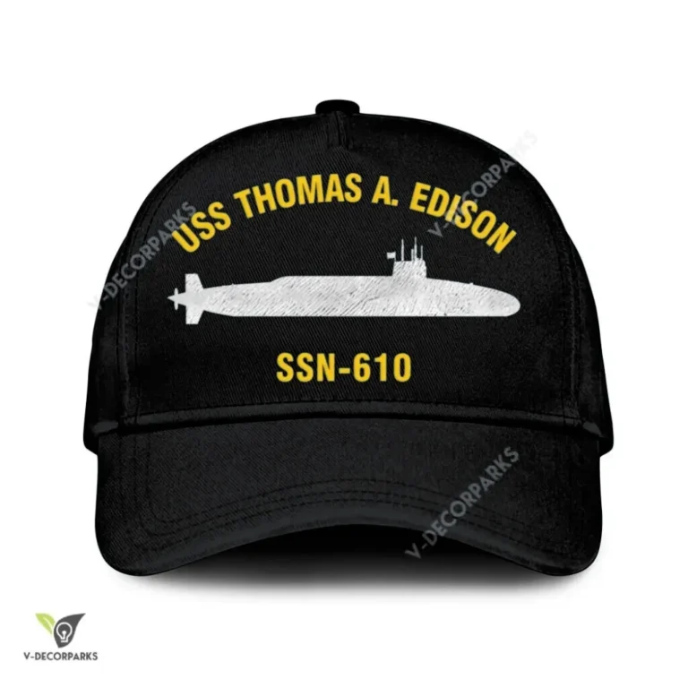 Uss Thomas A. Edison Ssn-610 Classic Baseball Cap Gift For Navy Veteran, Custom Print/embroidered Us Navy Ships Classic Cap