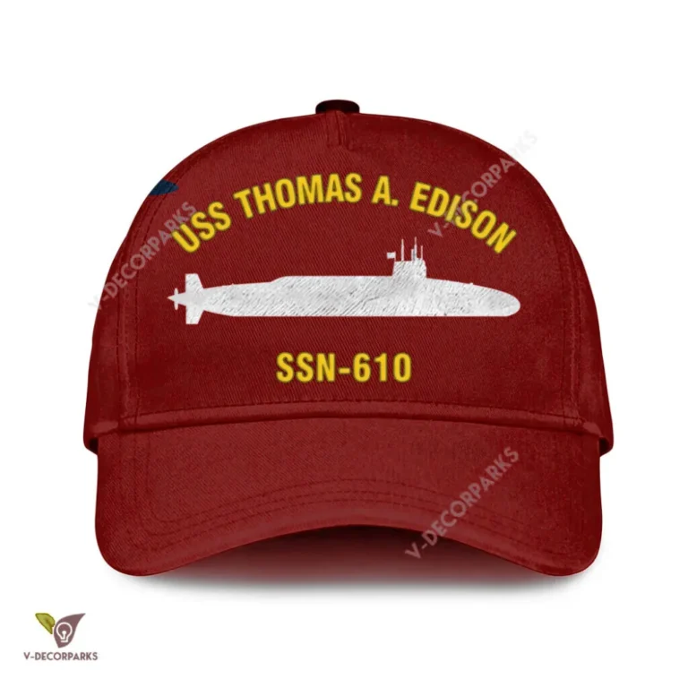 Uss Thomas A. Edison Ssn-610 Classic Baseball Cap Gift For Navy Veteran, Custom Print/embroidered Us Navy Ships Classic Cap