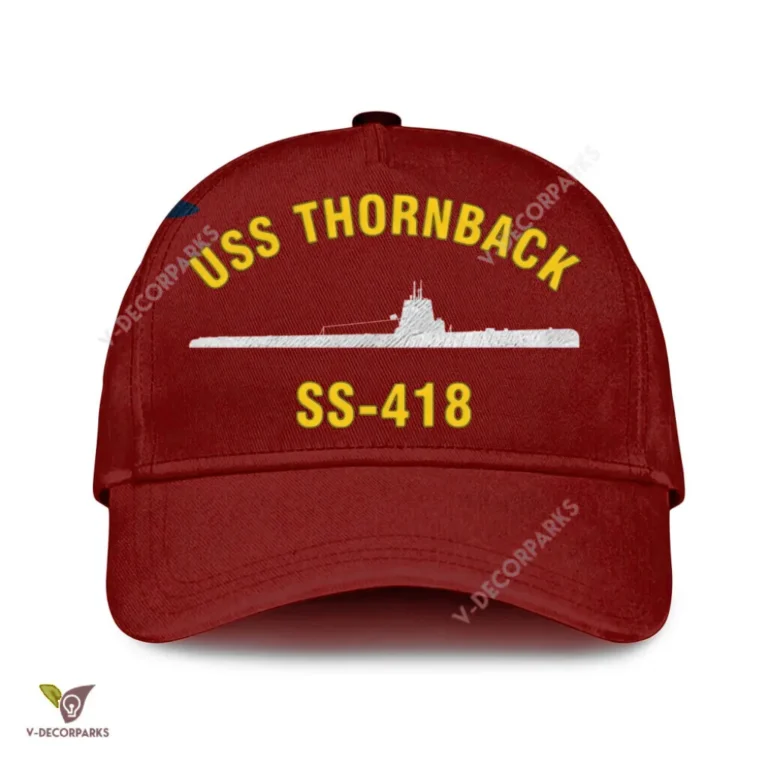 Uss Thornback Ss 418 Classic Baseball Cap Gift For Navy Veteran, Custom Print/embroidered Us Navy Ships Classic Cap