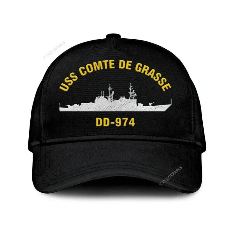 Uss Comte De Grasse Dd-974 Classic Cap, Custom Print/embroidered Us Navy Ships Classic Baseball Cap, Gift For Navy Veteran