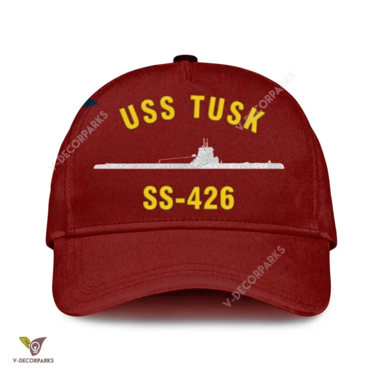 Uss Tusk Ss-426 Classic Baseball Cap Gift For Navy Veteran, Custom Print/embroidered Us Navy Ships Classic Cap