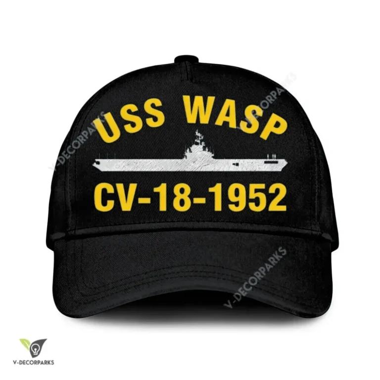 Uss Wasp Cv-18-1952 Classic Baseball Cap Gift For Navy Veteran, Custom Print/embroidered Us Navy Ships Classic Cap