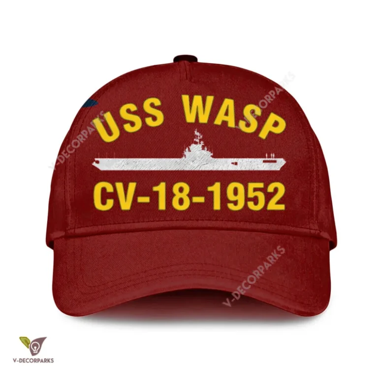 Uss Wasp Cv-18-1952 Classic Baseball Cap Gift For Navy Veteran, Custom Print/embroidered Us Navy Ships Classic Cap