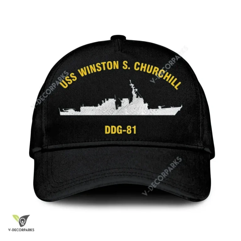 Uss Winston S. Churchill Ddg-1 Classic Baseball Cap Gift For Navy Veteran, Custom Print/embroidered Us Navy Ships Classic Cap