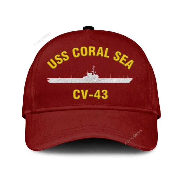 Uss Coral Sea Cv-43 Classic Cap, Custom Print/embroidered Us Navy Ships Classic Baseball Cap, Gift For Navy Veteran