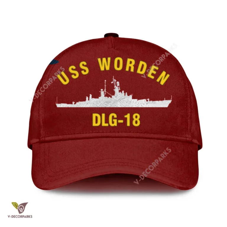 Uss Worden Dlg-8 Classic Baseball Cap Gift For Navy Veteran, Custom Print/embroidered Us Navy Ships Classic Cap