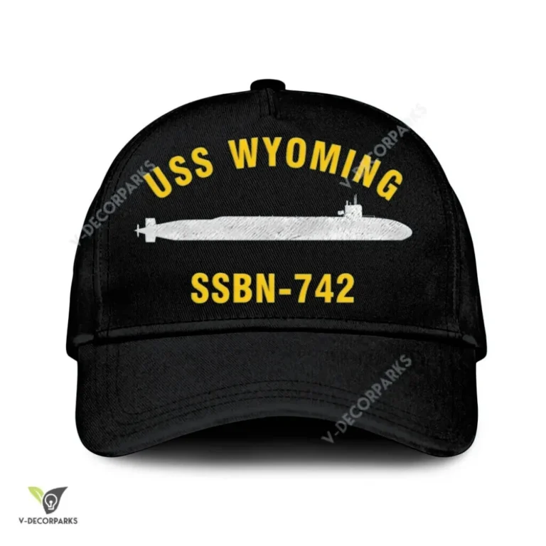 Uss Wyoming Ssbn-742 V2 Classic Baseball Cap Gift For Navy Veteran, Custom Print/embroidered Us Navy Ships Classic Cap