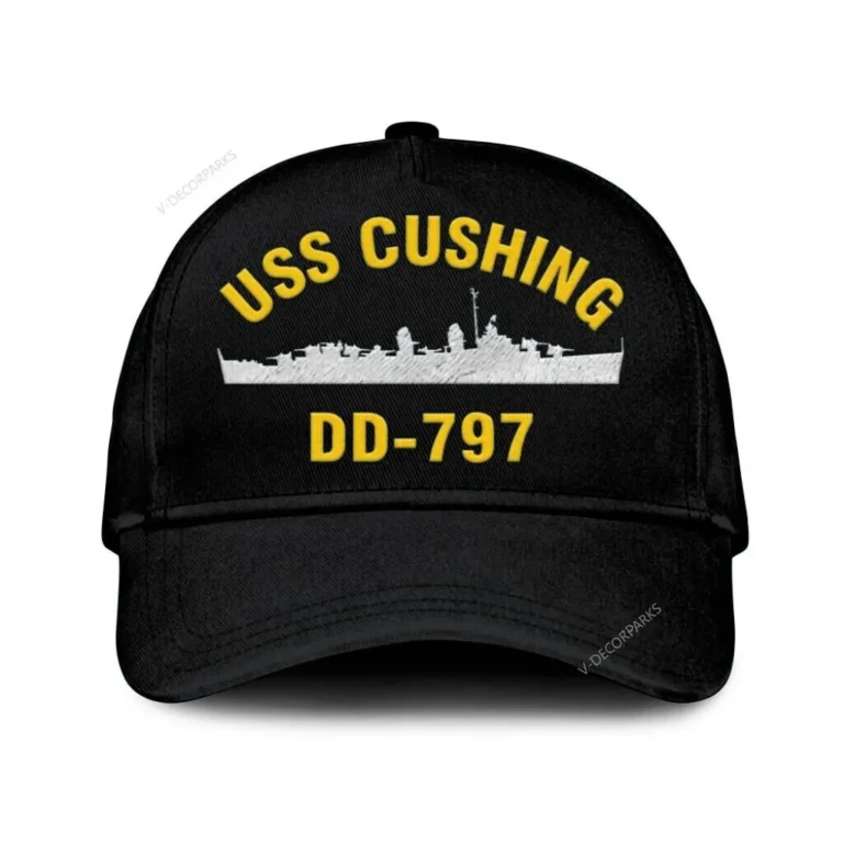Uss Cushing Dd-797 Classic Cap, Custom Print/embroidered Us Navy Ships Classic Baseball Cap, Gift For Navy Veteran