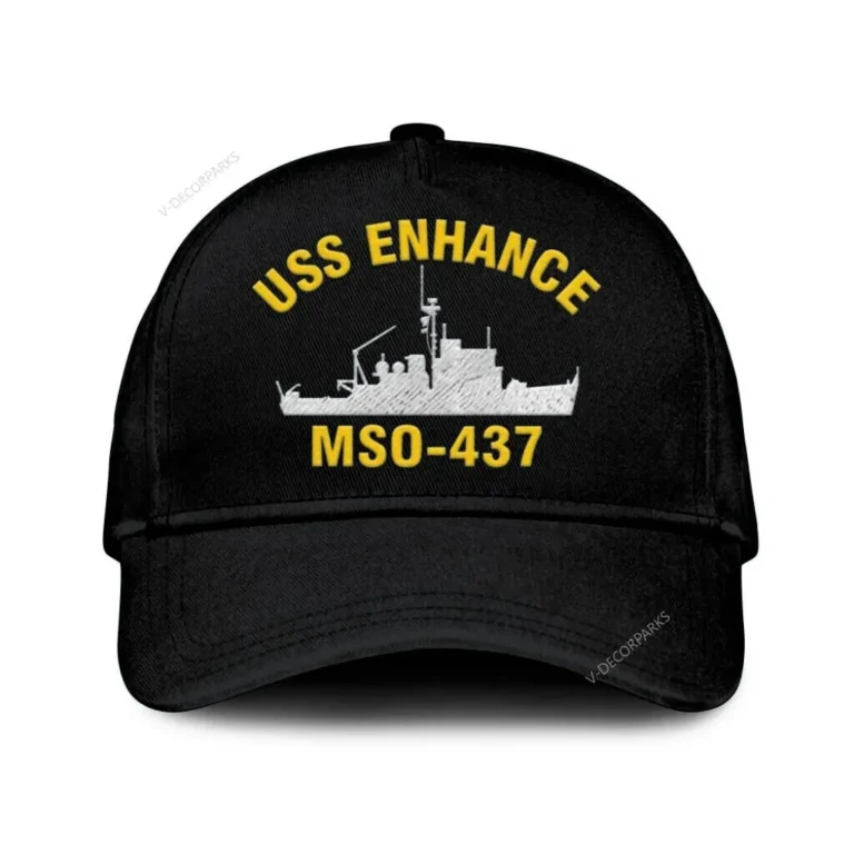 Uss Enhance Mso-437 Classic Cap, Custom Print/embroidered Us Navy Ships Classic Baseball Cap, Gift For Navy Veteran