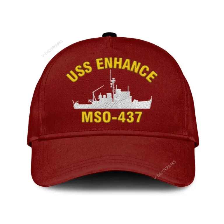 Uss Enhance Mso-437 Classic Cap, Custom Print/embroidered Us Navy Ships Classic Baseball Cap, Gift For Navy Veteran