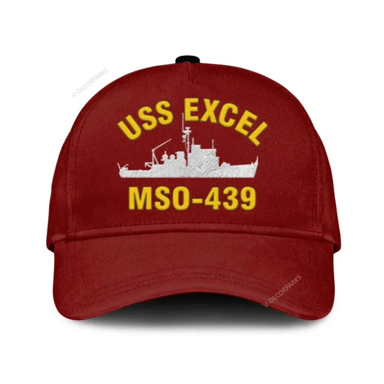 Uss Excel Mso-439 Classic Cap, Custom Print/embroidered Us Navy Ships Classic Baseball Cap, Gift For Navy Veteran