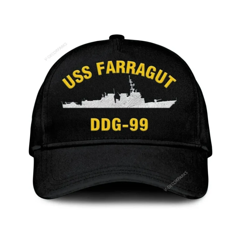 Uss Farragut Ddg-99 Classic Cap, Custom Print/embroidered Us Navy Ships Classic Baseball Cap, Gift For Navy Veteran