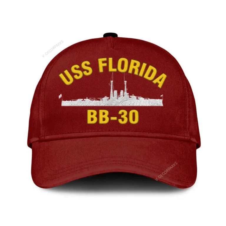 Uss Florida Bb-30 Classic Cap, Custom Print/embroidered Us Navy Ships Classic Baseball Cap, Gift For Navy Veteran