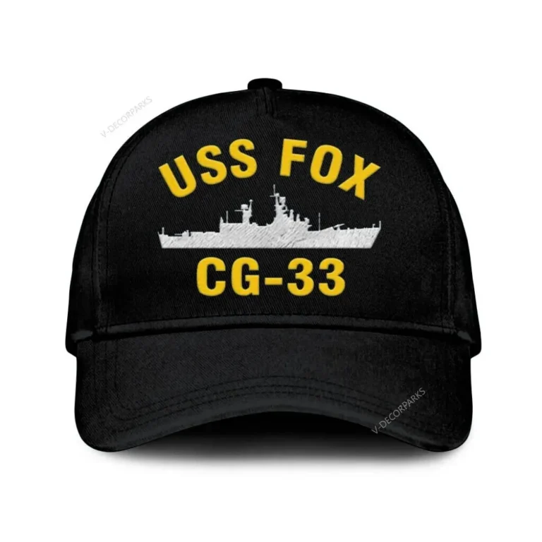 Uss Fox Cg 33 Classic Cap, Custom Print/embroidered Us Navy Ships Classic Baseball Cap, Gift For Navy Veteran