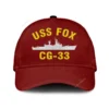 Uss Fox Cg 33 Classic Cap, Custom Print/embroidered Us Navy Ships Classic Baseball Cap, Gift For Navy Veteran