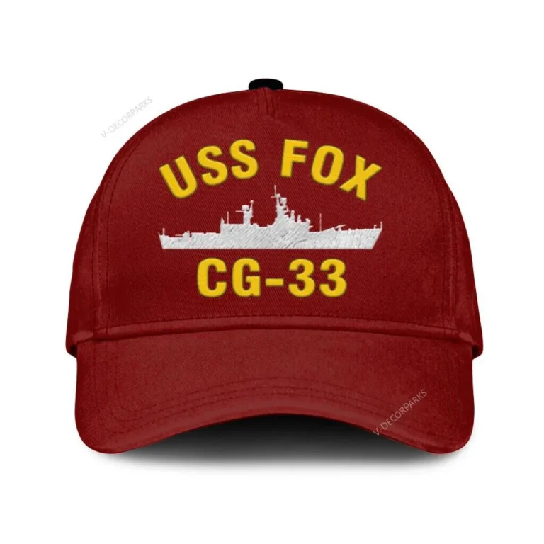 Uss Fox Cg 33 Classic Cap, Custom Print/embroidered Us Navy Ships Classic Baseball Cap, Gift For Navy Veteran