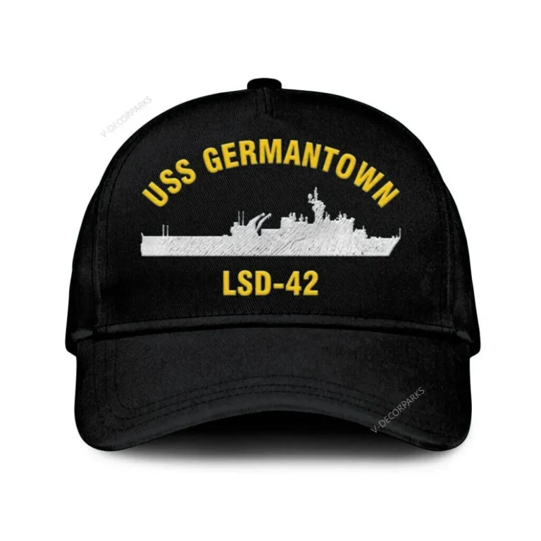 Uss Germantown Lsd-42 Classic Cap, Custom Print/embroidered Us Navy Ships Classic Baseball Cap, Gift For Navy Veteran