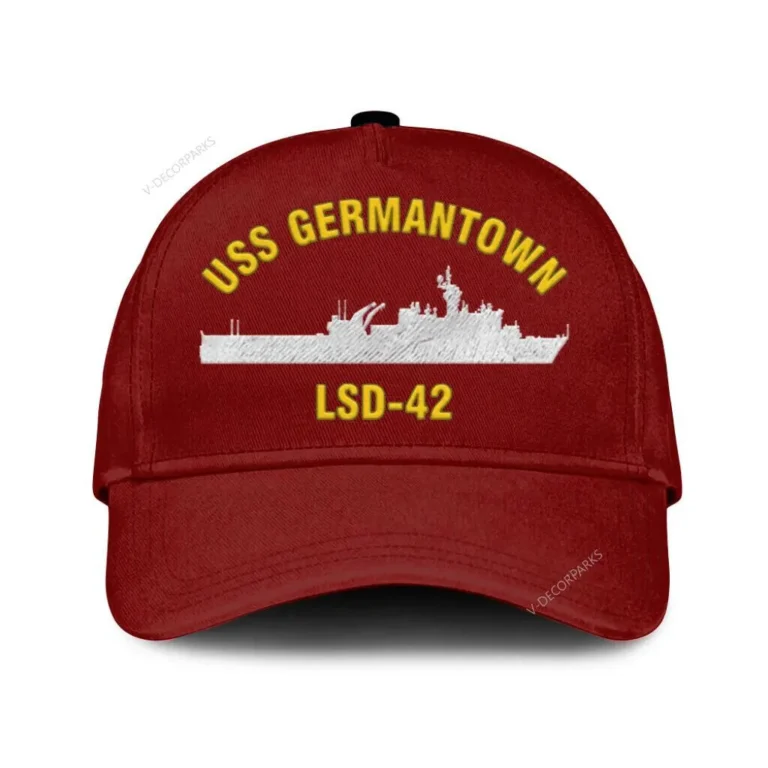 Uss Germantown Lsd-42 Classic Cap, Custom Print/embroidered Us Navy Ships Classic Baseball Cap, Gift For Navy Veteran