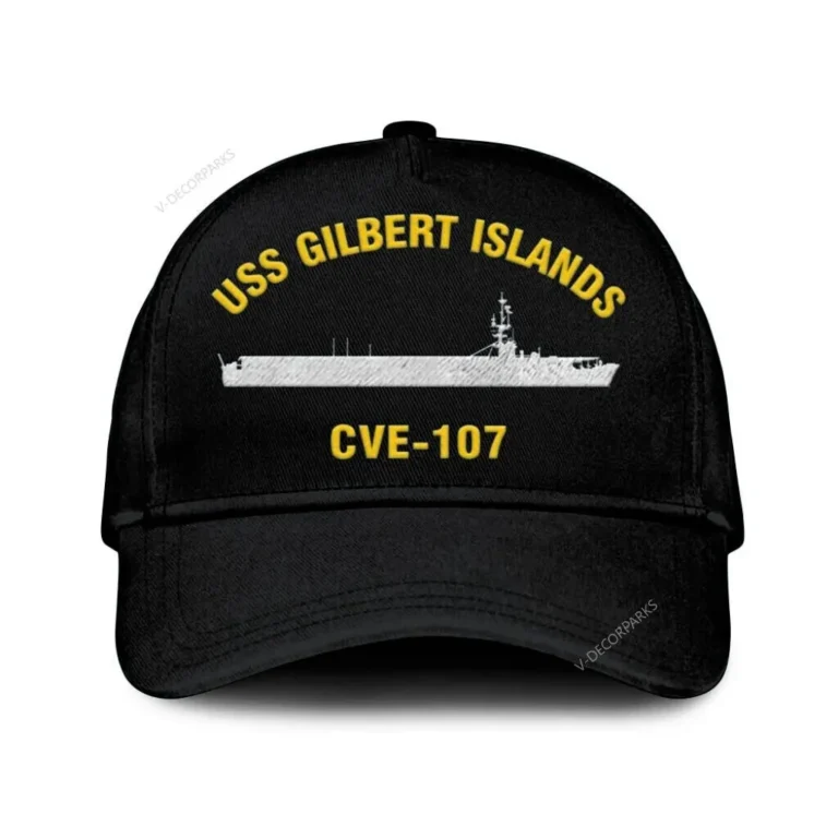 Uss Gilbert Islands Cve-107 Classic Cap, Custom Print/embroidered Us Navy Ships Classic Baseball Cap, Gift For Navy Veteran